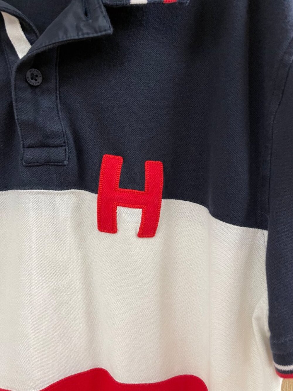 Men's Tommy Hilfiger Navy Colorblock Logo Polo Shirt Size Large - Picture 3 of 8